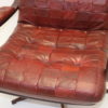 Swedish Red Leather Patches Armchair Rotatable