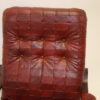 Swedish Red Leather Patches Armchair Rotatable