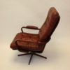 Swedish Red Leather Patches Armchair Rotatable