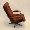 Swedish Red Leather Patches Armchair Rotatable
