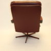 Swedish Red Leather Patches Armchair Rotatable