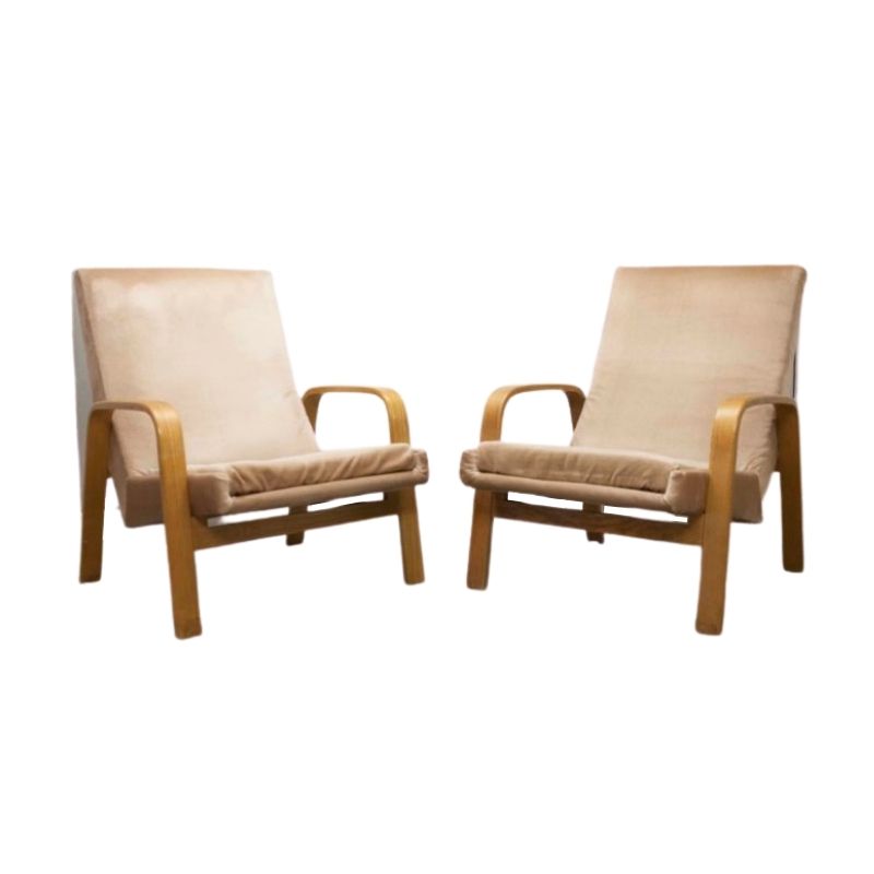 Pair of bow wood armchairs Steiner ARP
