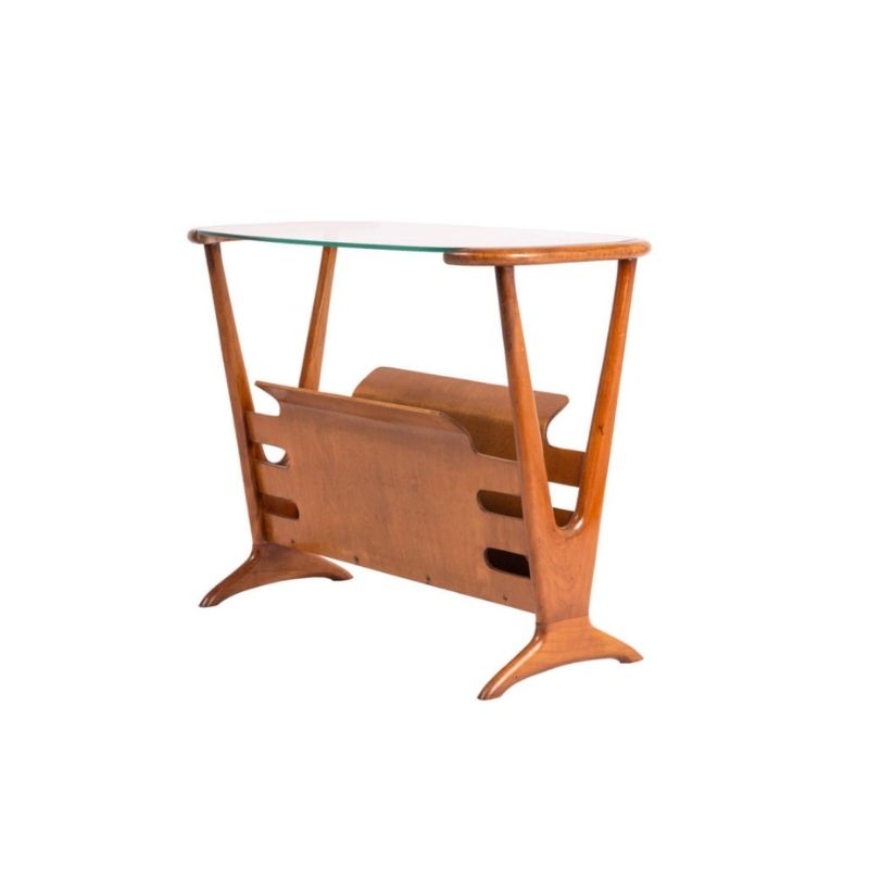 Cassina Side Table with Magazine Holder by Cesare Lacca
