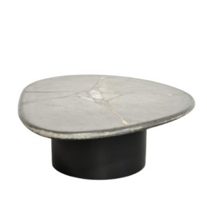 Brutalist oval natural stone coffee table designed by sculptor PAul Kingma, The Netherlands 1995