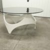 70's coffee table space age white curved wood