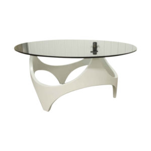 70's coffee table space age white curved wood