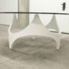 70's coffee table space age white curved wood