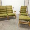 Set Living room Free span 1954 sofa armchair and footrest green museum piece