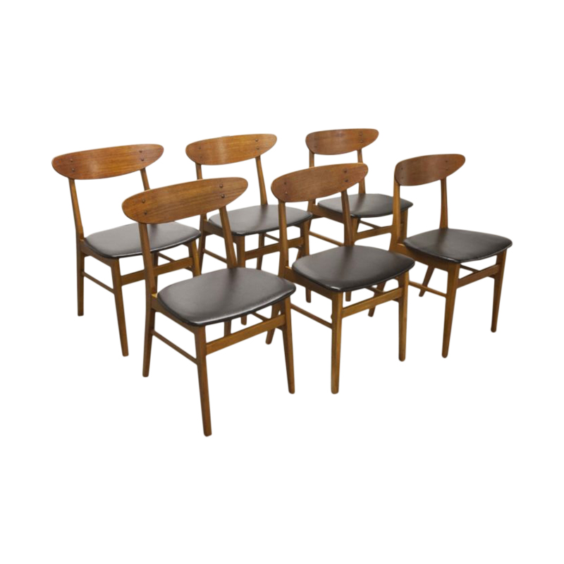 Set of 6 Farstrup 210 teak beech chairs 1965