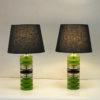 Pair of Green Glass tablelamps by Kjell Blomberg for Örsjö, Sweden 1970s