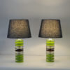 Pair of Green Glass tablelamps by Kjell Blomberg for Örsjö, Sweden 1970s