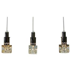 Set of three Glass Ice Cube Pendants Scandinavia 1960s