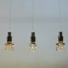 Set of three Glass Ice Cube Pendants Scandinavia 1960s