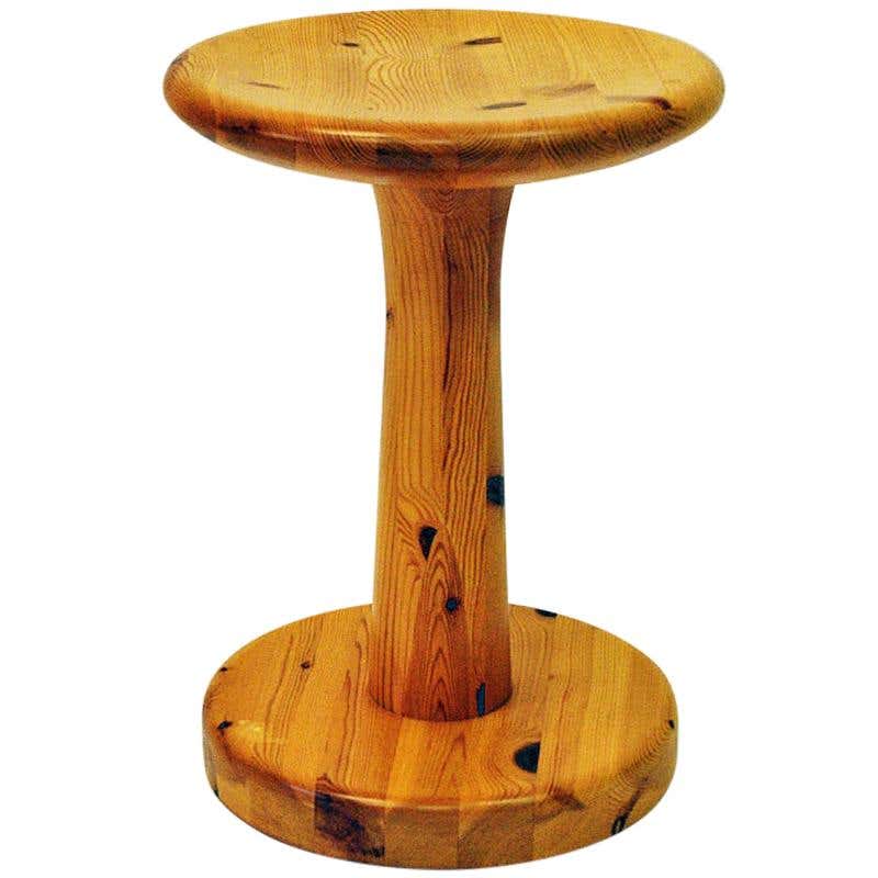 Round Pine stool attributed to Rainer Daumiller 1960s, Denmark