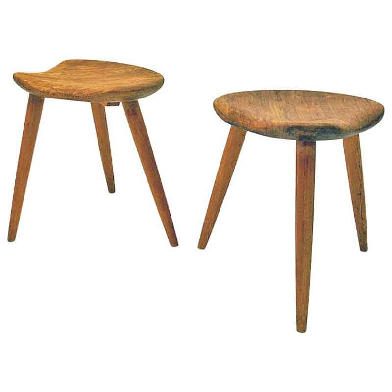 Midcentury stool pair by Norsk Husflid 1940 and 1960s Norway