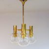 Brass Ceiling Lamp with three downwards glass domes 1960`s - Sweden
