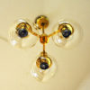 Brass Ceiling Lamp with three downwards glass domes 1960`s - Sweden