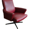 1970's Swivel Armchair and tabouret in Burgundy Leather