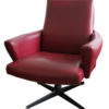 1970's Swivel Armchair and tabouret in Burgundy Leather
