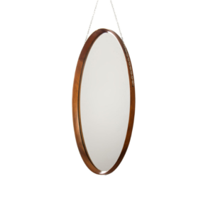 Italian Oval Teak Mirror, 1960s