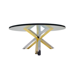 Bicolor Massive Brass and Chrome Coffee Table by Romeo Rega, 1970s