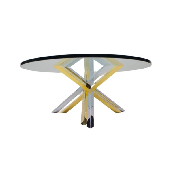 Bicolor Massive Brass and Chrome Coffee Table by Romeo Rega, 1970s