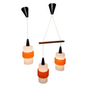 Set of Scandinavian opaline chandeliers 1960