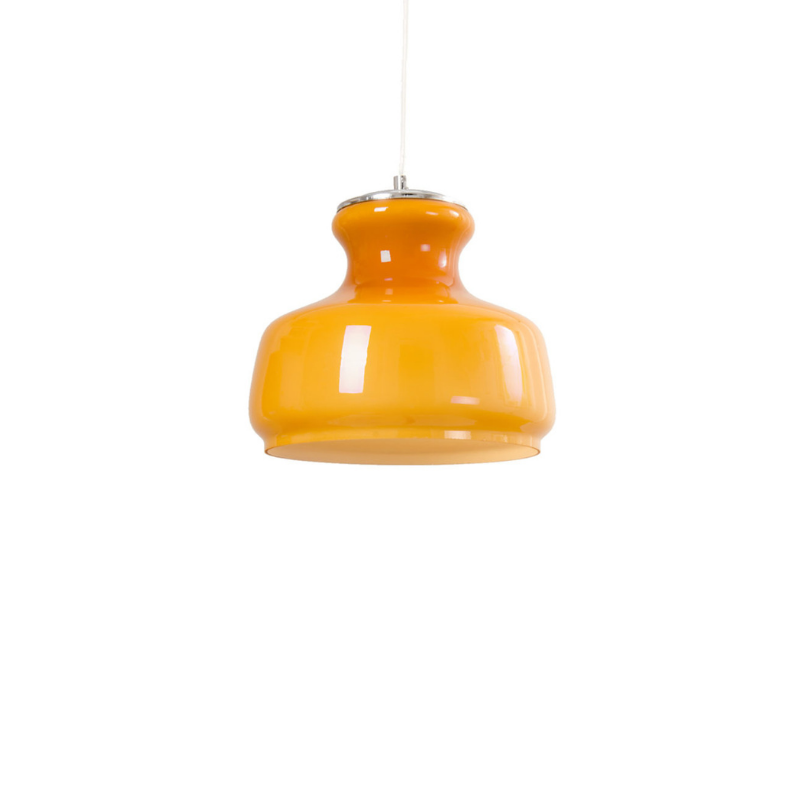 Orange Opaline Glass Ceiling Lamp, 1960s