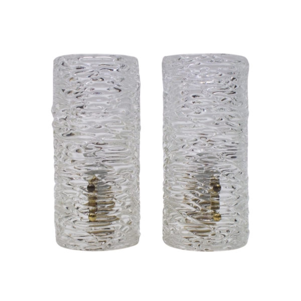 Pair of Kalmar Textured Glass Sconces Wall Lights, circa 1960