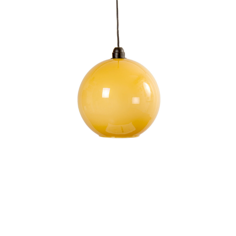 Yellow Opaline Glass Ceiling Lamp, 1960s
