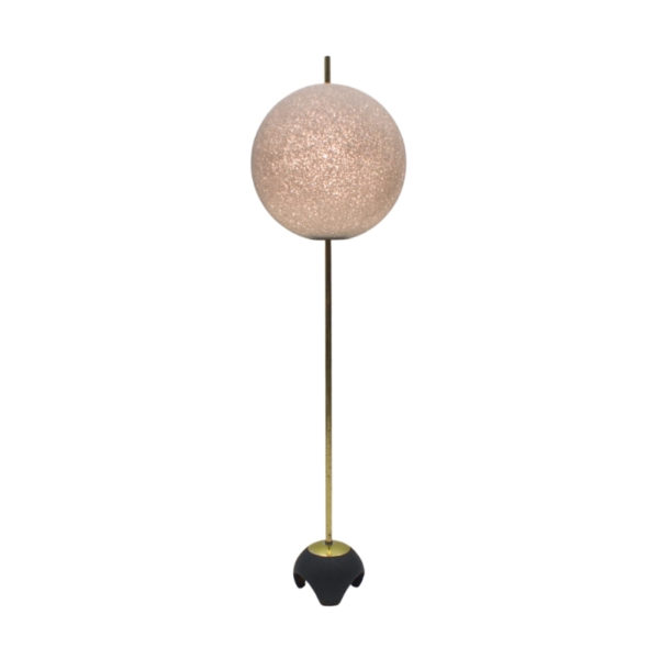 Exceptional Floor Lamp with Moon Optics Lampshade Mid-Century Modern, 1960s
