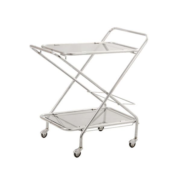 Glass and Tubular Steel Bar Cart, 1960s