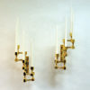 Swedish Brass five arm wall candelabrum pair by Lars Bergsten for Gusum 1990s
