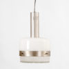 Italian Glass and Steel Ceiling Lamp, 1950s Italian Glass and Steel Ceiling Lamp, 1950s