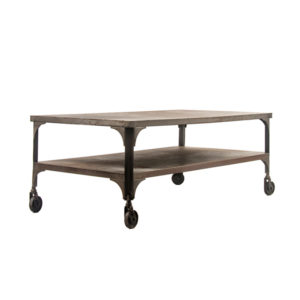 Industrial Iron Coffee Table with Wheels, 1950s