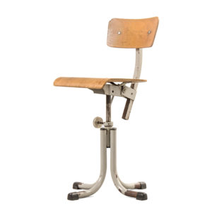 Wood and Metal Atelier Stool, 1950s
