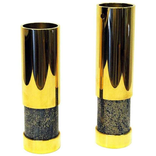 Norwegian pair of Brass and Stone vases 18-20 cmH by Saulo 1970s, Norway Norwegian pair of Brass and Stone vases 18-20 cmH by Saulo 1970s, Norway