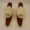 Vintage Danish teak, brass, and opal glass Wall Lamps 1960