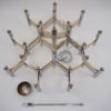 Sciolari chandelier `Chevron` large 21 lights brass & chrome, 1970`s, Italian