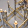 Sciolari chandelier `Chevron` large 21 lights brass & chrome, 1970`s, Italian