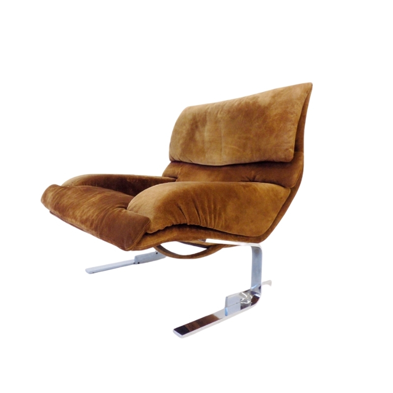 Saporiti Italia Onda suede lounge chair by Giovanni Offredi