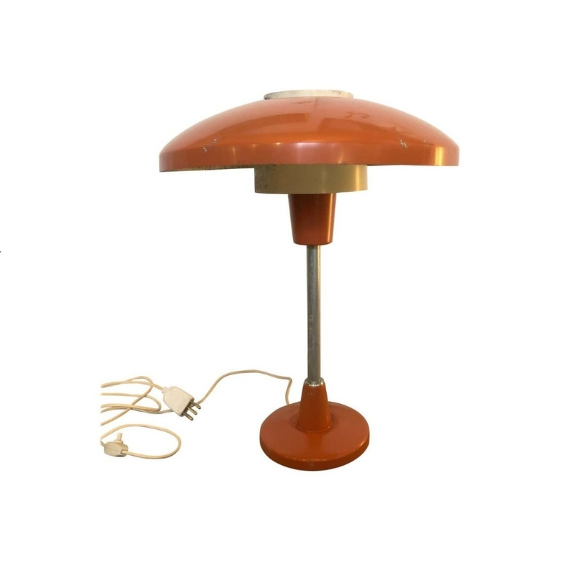 Stilnovo Mod. 8022 Mid-Century Modern Orange and White Table Lamp, circa 1960