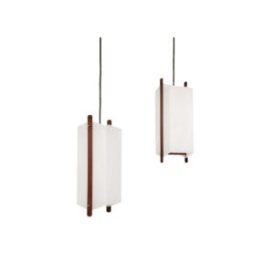 Italian Teak Ceiling Lamps from Alfaplex, Milan, 1960s, Set of 2