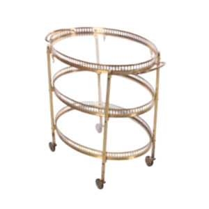 Maison Jansen Paris Golden Drinks trolley three layers 1950