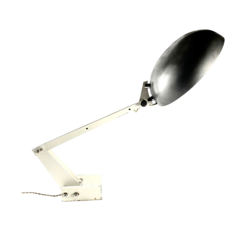 Wim Rietveld, technical white Desk Lamp, Gispen Netherlands, 1960