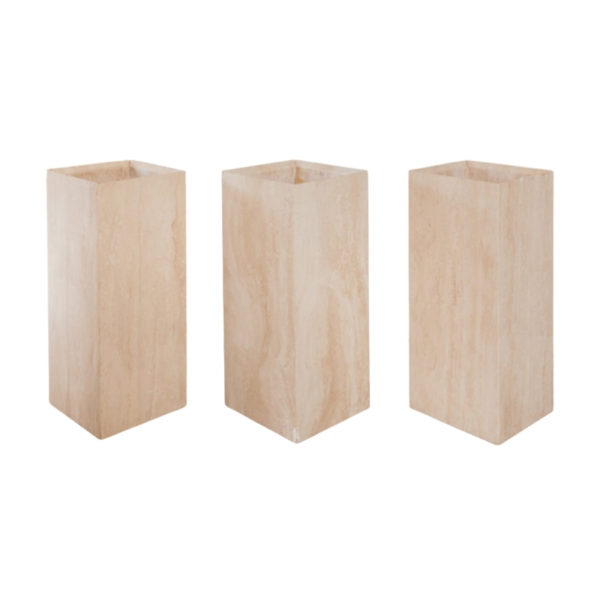 Set of Three Indoor Travertine Planters, Italy, 1970s Set of Three Indoor Travertine Planters, Italy, 1970s