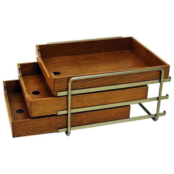 Scandinavian vintage oak Desk archives set from the 1940s