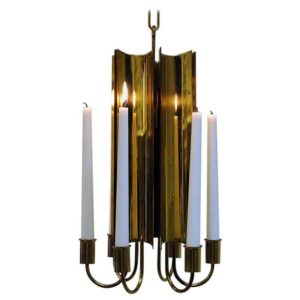 Brass candle holder Chandelier by Pierre Forssell for Skultuna, Sweden 1960s