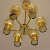 Brass and amberglass ceiling lamp mod L64 by Hans-Agne Jacobsson 1950s, Sweden