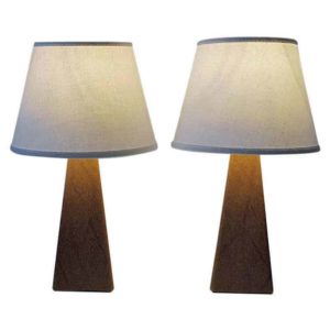 Pair of lovely Nordic brown leatherette Table lamps 1950s